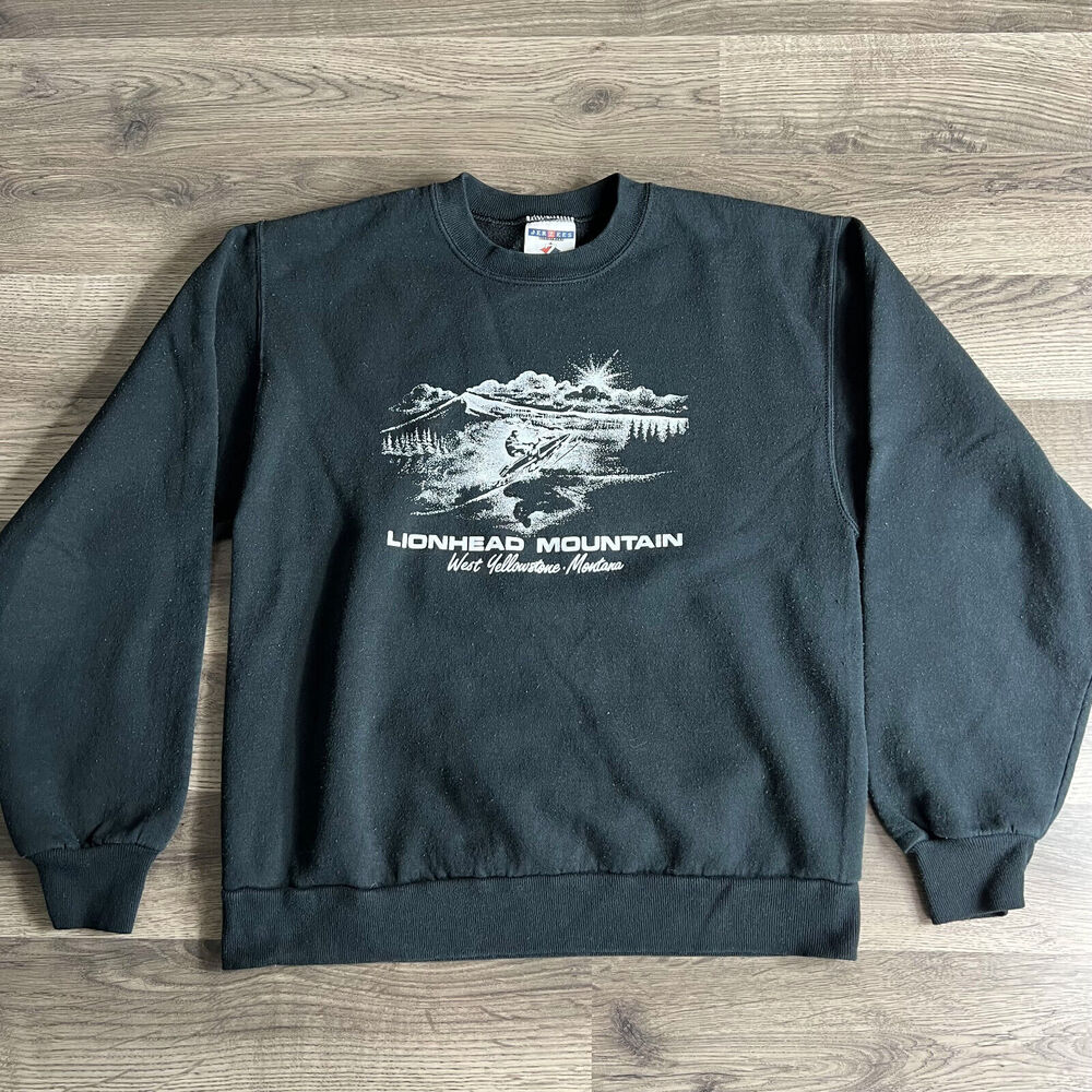 VTG Polaris‎ Snowmobile Sweatshirt Mens Small Lionhead Mountain West Yellowstone